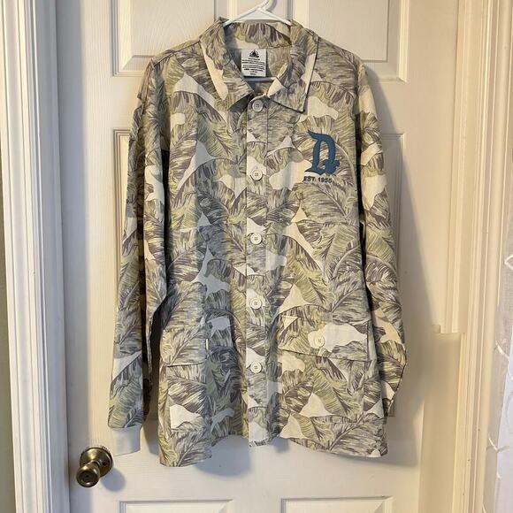 Disneyland Spirit Jersey Linen Button Shacket Shirt Jacket Men XXL Tropical Palm - Picture 4 of 7